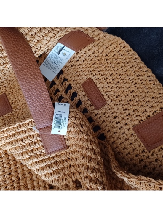 NWT Banana Republic Straw Market Tote In Tobacco Color - Picture 5 of 5